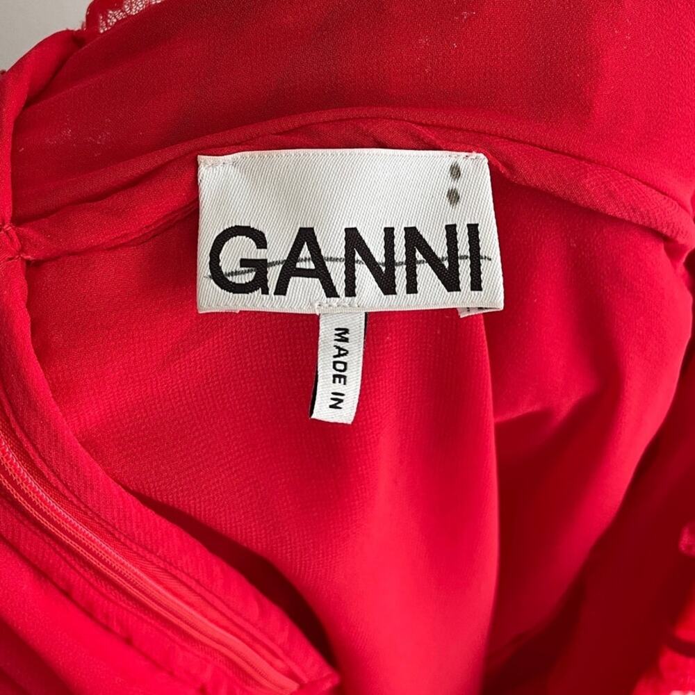GANNI Fiery Red Sequins Mini Dress - Picture 4 of 8